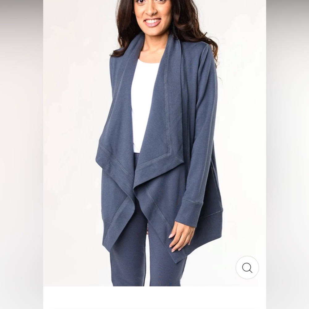 Terrera  Fleece Open Front Cardigan.           Small. Anchor Blue